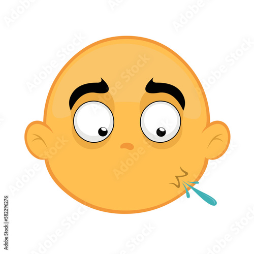 vector illustration yellow cartoon character emoticon spitting