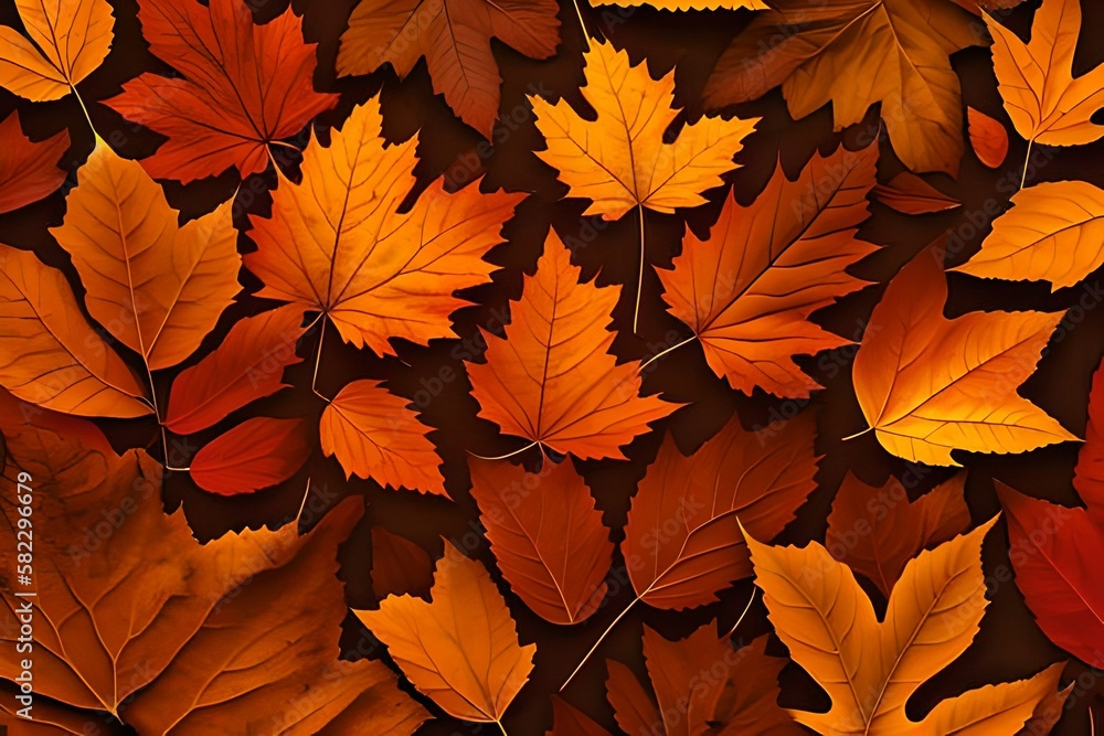 Abstract autumn background of fallen leaves. Generative AI