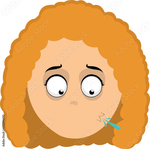 vector illustration face of a man a redheaded woman cartoon spitting