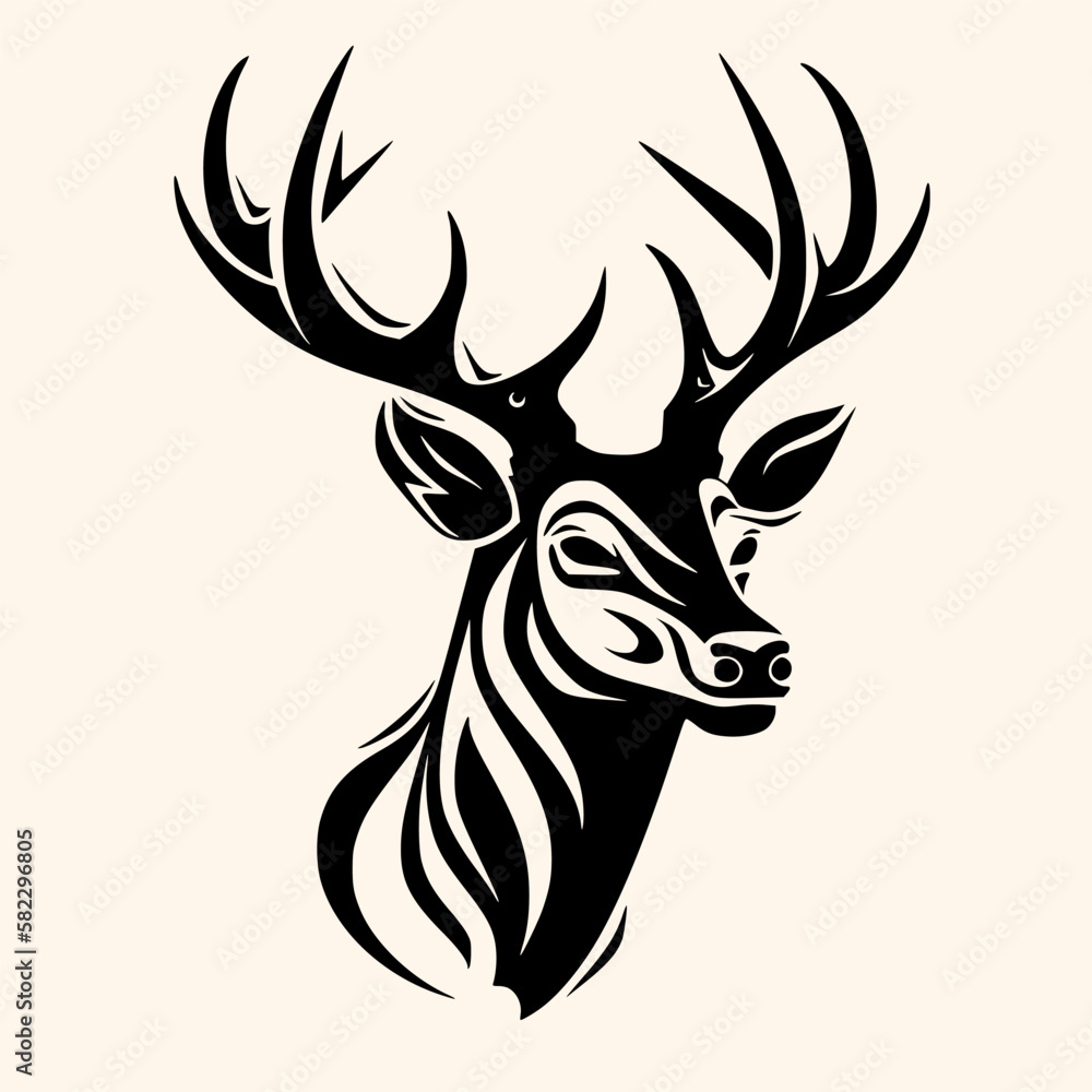Fototapeta premium Deer vector for logo or icon, drawing Elegant minimalist style,abstract style Illustration
