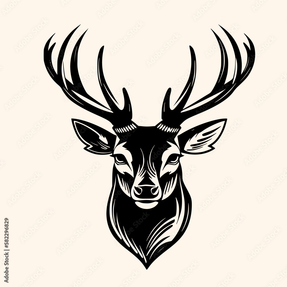Deer vector for logo or icon, drawing Elegant minimalist style,abstract style Illustration