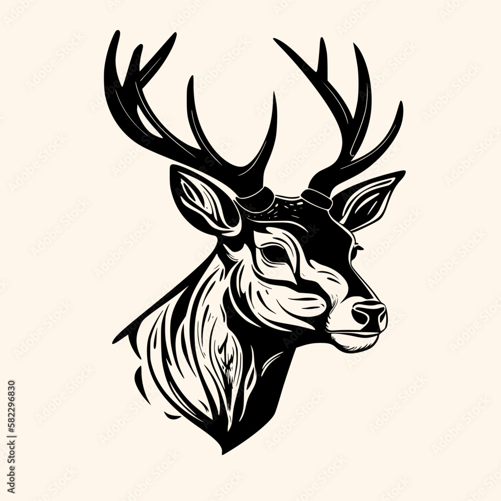 Fototapeta premium Deer vector for logo or icon, drawing Elegant minimalist style,abstract style Illustration