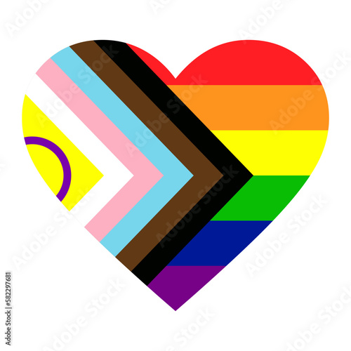 Pride Heart Vector. LGBTQ Pride Flag Heart Illustration. Love Heart Shape with LGBTQIA Rainbow Pride Flag. Vector Illustration