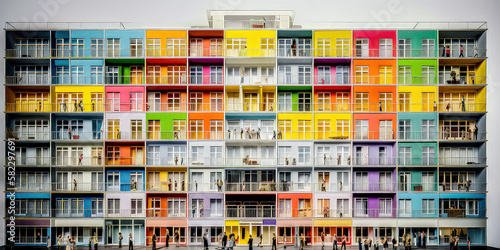 Wallpaper Mural Appartmenthaus Bürohaus Abstrakt Surreal Frontalansicht Horizontal bei Tag Generative AI Digital Art Illustration Kunst Hintergrund Background Cover Kunst	
 Torontodigital.ca