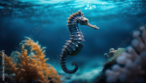 Seahorse closeup in the ocean