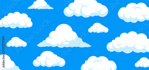 Cloud. Abstract white cloudy set isolated on blue background. Vector illustration 10 eps. photo