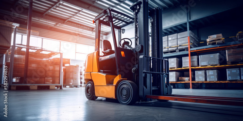 loading forklift. Equipment for a pallet stacker truck in a warehouse - Generative AI photo