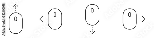 Computer mouse icons vector. Computer mouse device vector. Web site or browser scroll icon vector. Flipping in different directions vector. Mouse scroll up down left right vector.