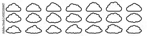 Cloud icon. Linear cloud icon. Vector set