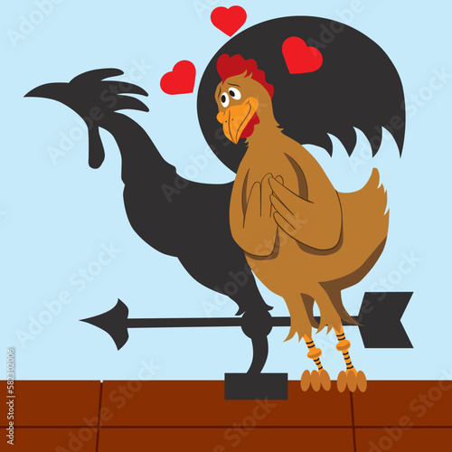 Flat Vector Lovesick Chicken