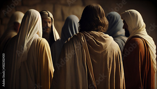 Fotografija Christ with the disciples. Generative AI