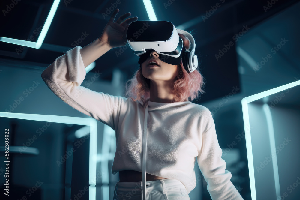 Exploring virtual reality with VR set Exploring virtual reality with VR set