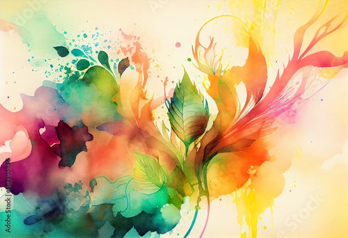 Watercolor Illustration of a Abstract Organic Colorful Background Wallpaper Design. Generative AI