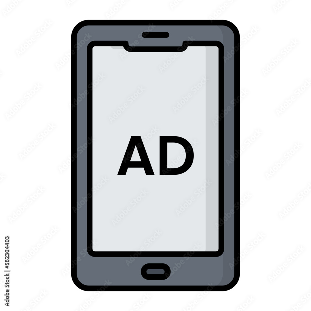 Mobile Ad Line Color Icon