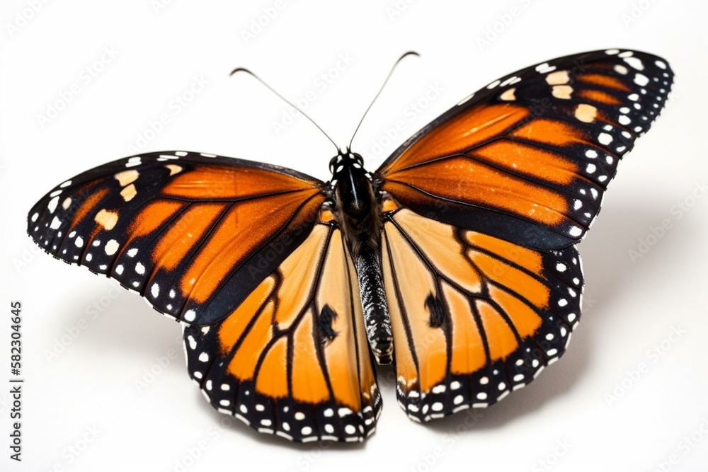Fototapeta premium Monarch butterfly isolated on a white background Generative AI
