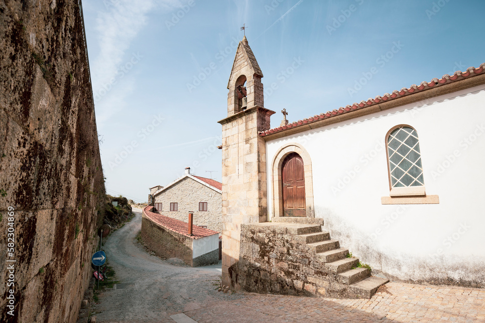 Church of Mercy close to the castle wall in Penamacor, district of Castelo Branco, Beira Baixa, Portugal - October 2022
