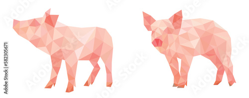 polygonal modern style pig animal 