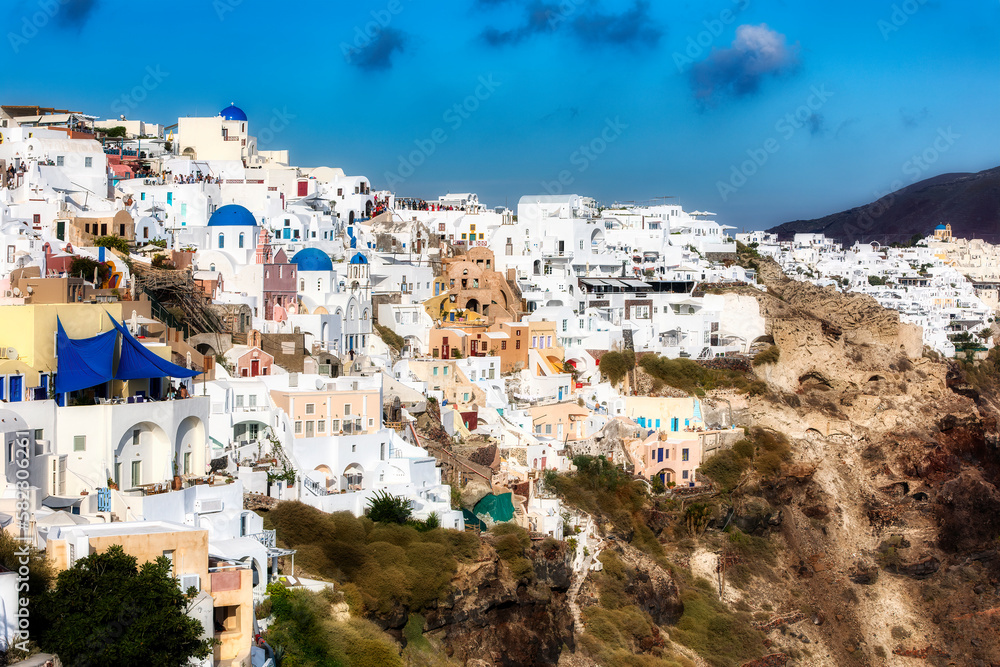 Churches and Other Buildings in the Beautiful Village of Oia on Santorini, Greece