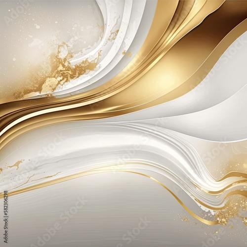 White and Gold Marble Background, generative ai