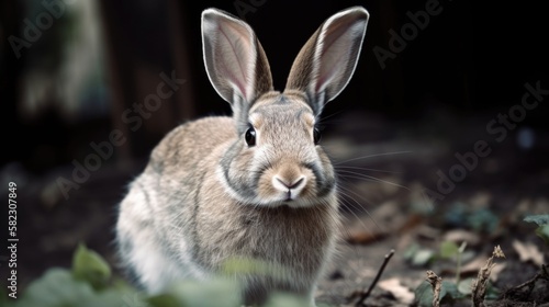 Cute fluffy bunny face  Generative AI