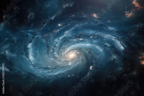 Spiral galaxy in outer space. Beauty of universe. Elements furnished by NASA. Generative AI
