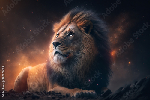 A Lion made out the Galaxy - Generative Ai - Wallpaper
