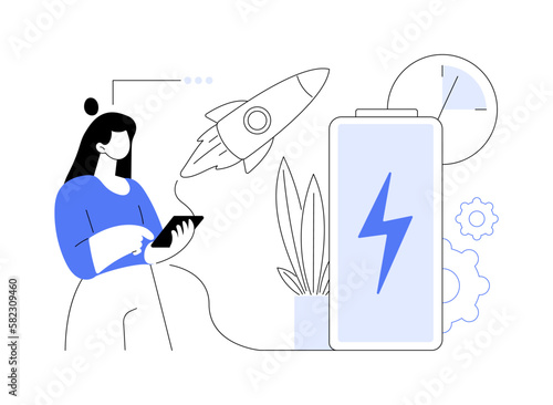 Fast charging technology abstract concept vector illustration.
