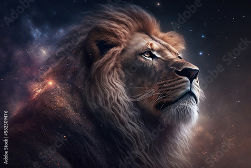 A Lion made out the Galaxy - Generative Ai - Wallpaper