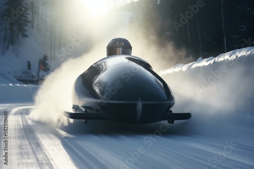 Leinwand Poster Bobsledding Course created with Generative AI Technology, ai, generative