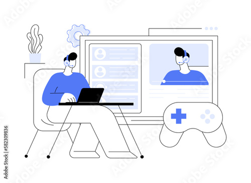 E-sport game streaming abstract concept vector illustration.