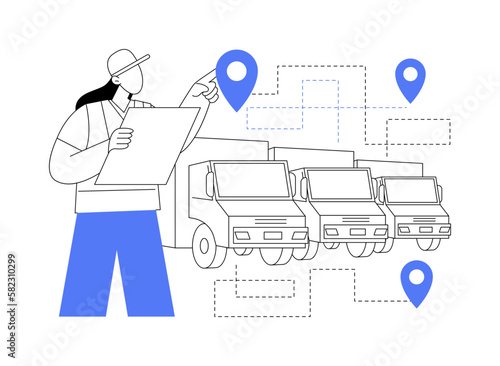 Truck platooning abstract concept vector illustration.