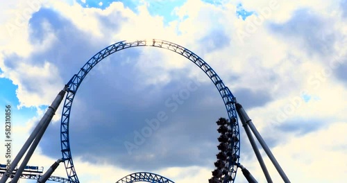 Rust, Germany - September 1, 2022: Roller coaster in Europa-Park, the largest theme park in Germany, and the second most popular theme park in Europe photo