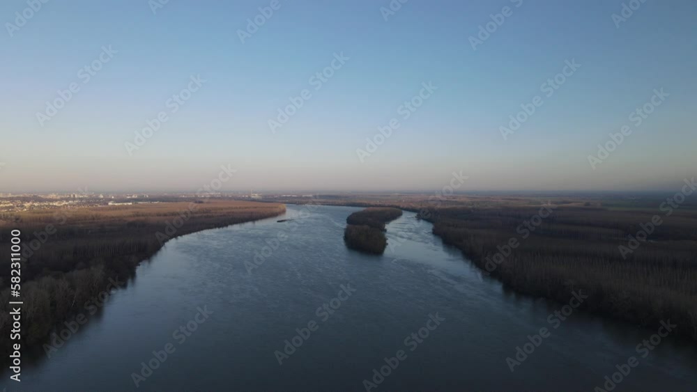 Barge on Danube tug boat push barges for river transport Barge on Danube tug boat push barges for river transport