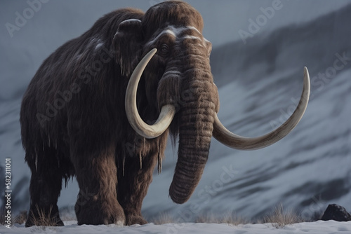 Illustration of a Woolly mammoth. Generative AI. © Jeff Whyte