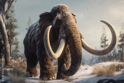 Illustration of a Woolly mammoth. Generative AI.