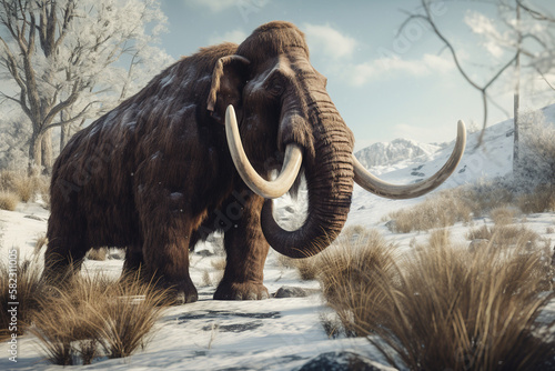 Illustration of a Woolly mammoth. Generative AI.