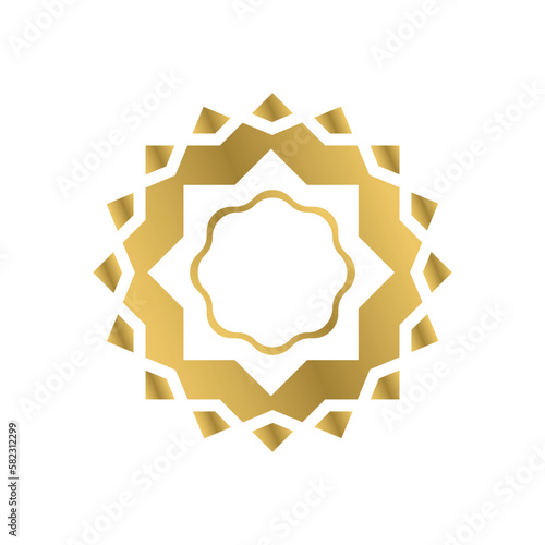 Fototapeta Naklejka Na Ścianę i Meble -  simple mandala ornament with gold fill. flat design style. suitable for background templates, name cards, invitations, banners, flyers, frames, medals, etc. design template
