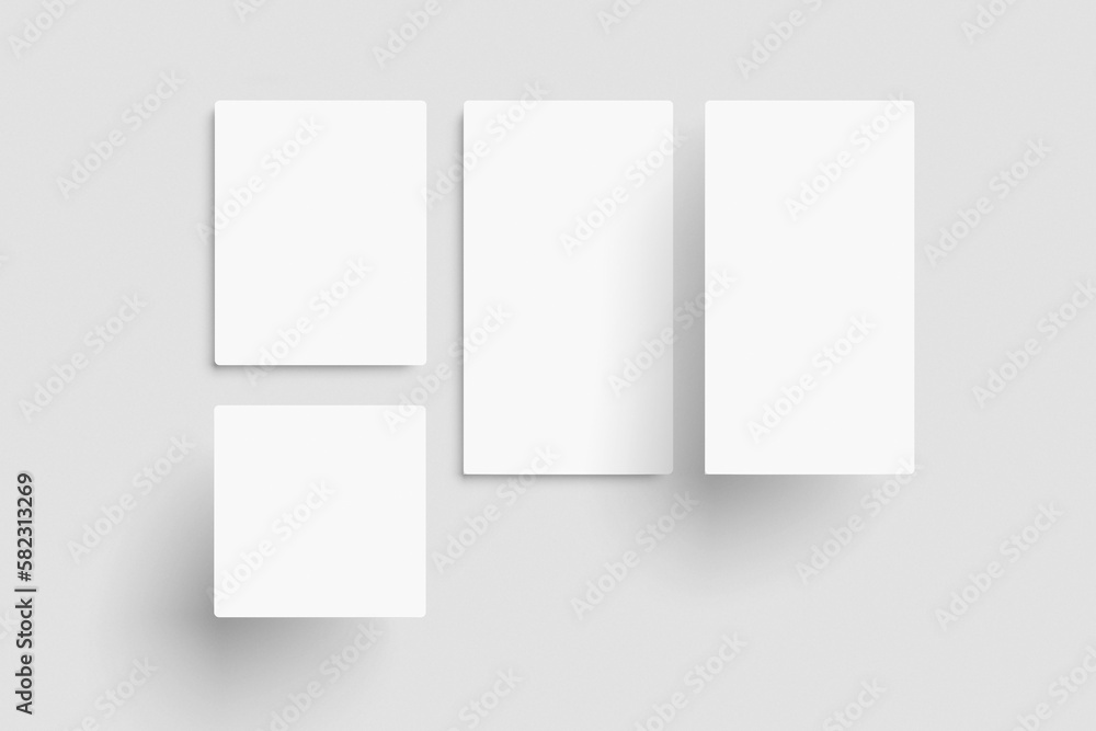 Blank Social Media Posts Template. Present Your Products and Branding. 3D illustration Stock