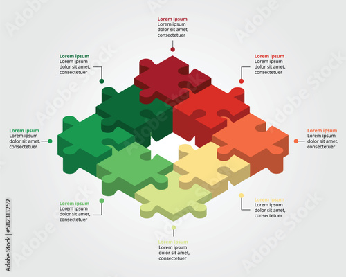 jigsaw graph ladder chart template for infographic for presentation for 8 element