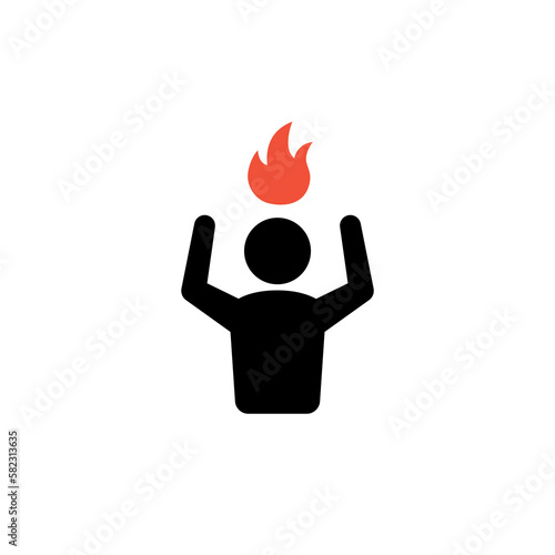 Angry person frustrated burnout stress vector icon. Annoyed furious angry emotion flat icon.