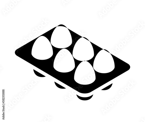 Vector egg carton isolated pack. Eggs container box cooking food cardboard black icon.