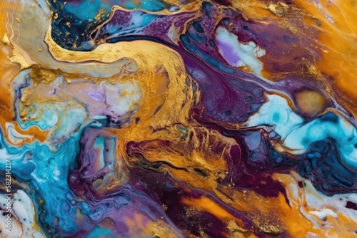 resin. a close up of the artwork. Background of a colorful abstract painting. oil paint with a lot of texture. excellent detailing. Pit, Tar, and Gum. Generative AI