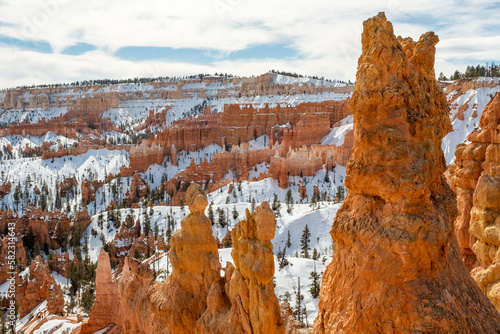 Panoramic photo of Bryce National Park, Orange rock formations