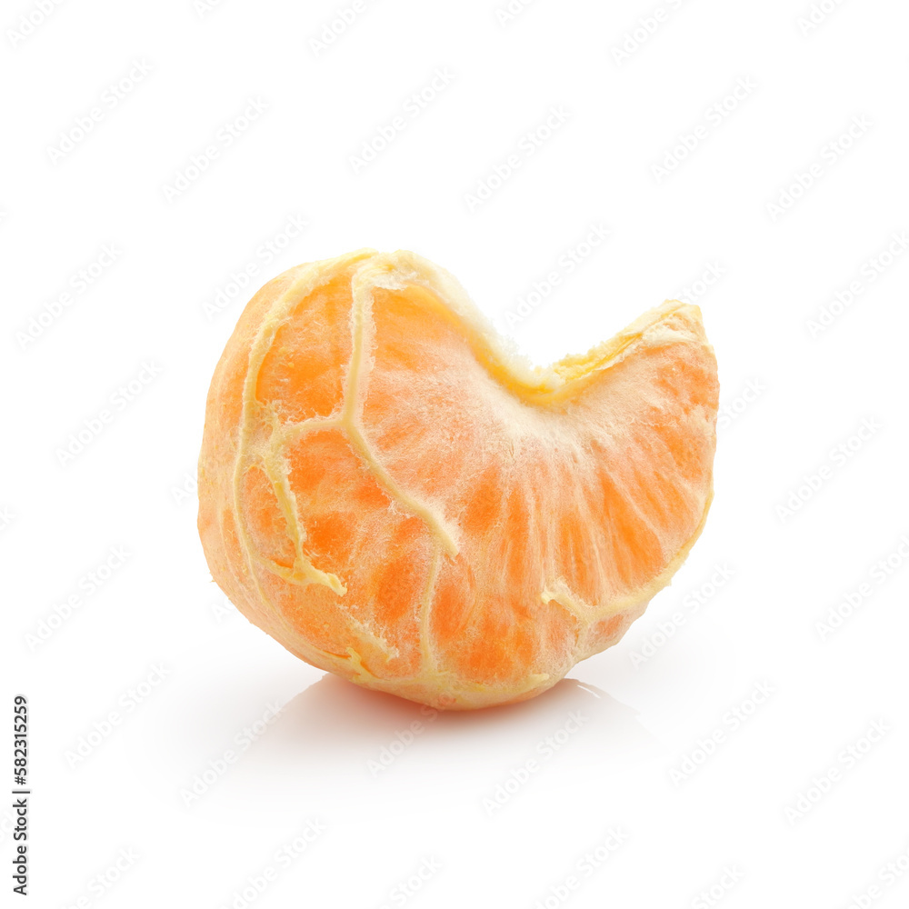 Piece of fresh orange tangerine or mandarin close-up isolated on white background Piece of fresh orange tangerine or mandarin close-up isolated on white background