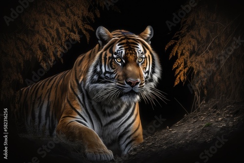 A beautiful tiger in its natural environment Generative AI