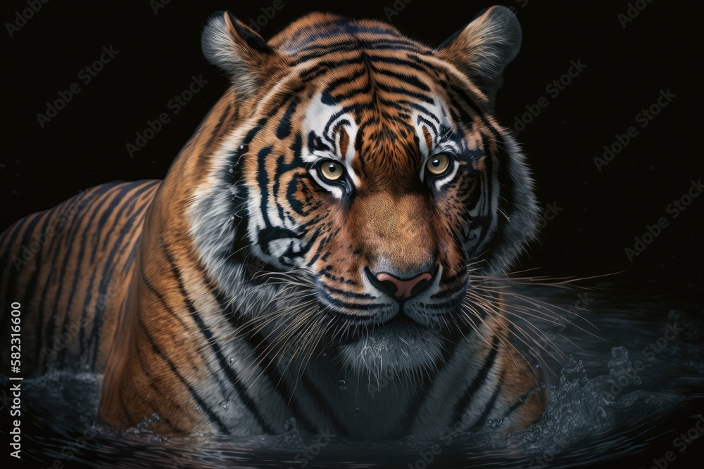 Fototapeta premium A beautiful tiger in its natural environment Generative AI