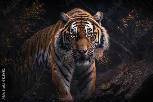 A beautiful tiger in its natural environment Generative AI