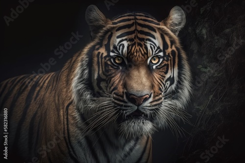 A beautiful tiger in its natural environment Generative AI