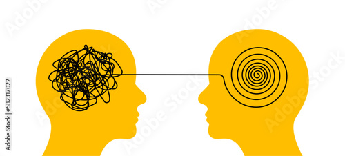 Anxiety mental health mind. Unravel psychotherapy session concept brain care help problem.