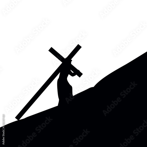 Jesus Christ carried the cross on his shoulders to Mount Calvary.